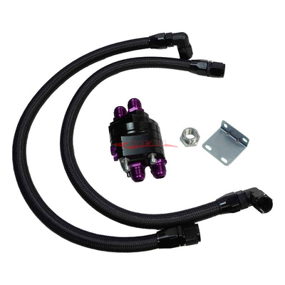 Cooling Pro Oil Filter Relocation Kit (Purple) - Universal Fitment (3/4UNF-16 & M20-P1.5)