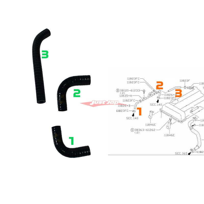 Cooling Pro Silicone Engine Hose Kit (Black) Fits Nissan S13 Silvia & 180SX (SR20DET)