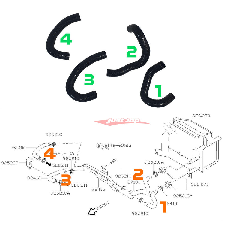 Cooling Pro Silicone Engine Hose Kit Fits Nissan R34 Skyline, C34 Stagea Ser. 2 & C35 Laurel (RB25DET NEO)
