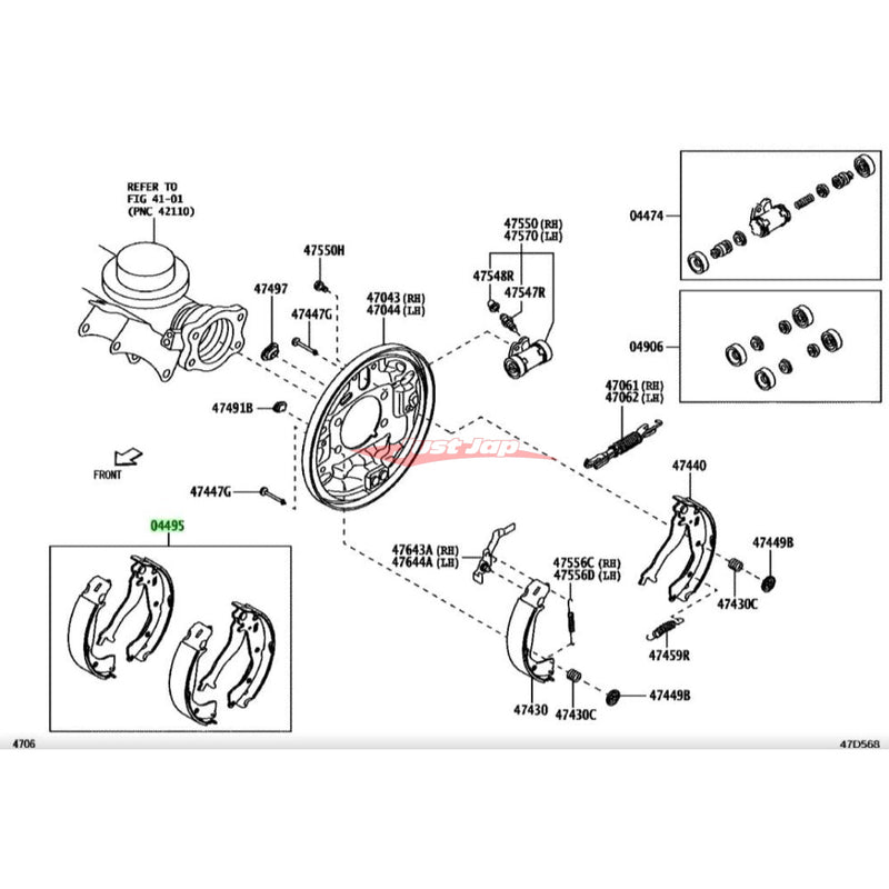 Genuine Daihatsu Rear Brake Shoes Fits Daihatsu S500/S510 HiJet 2021+ - brakes