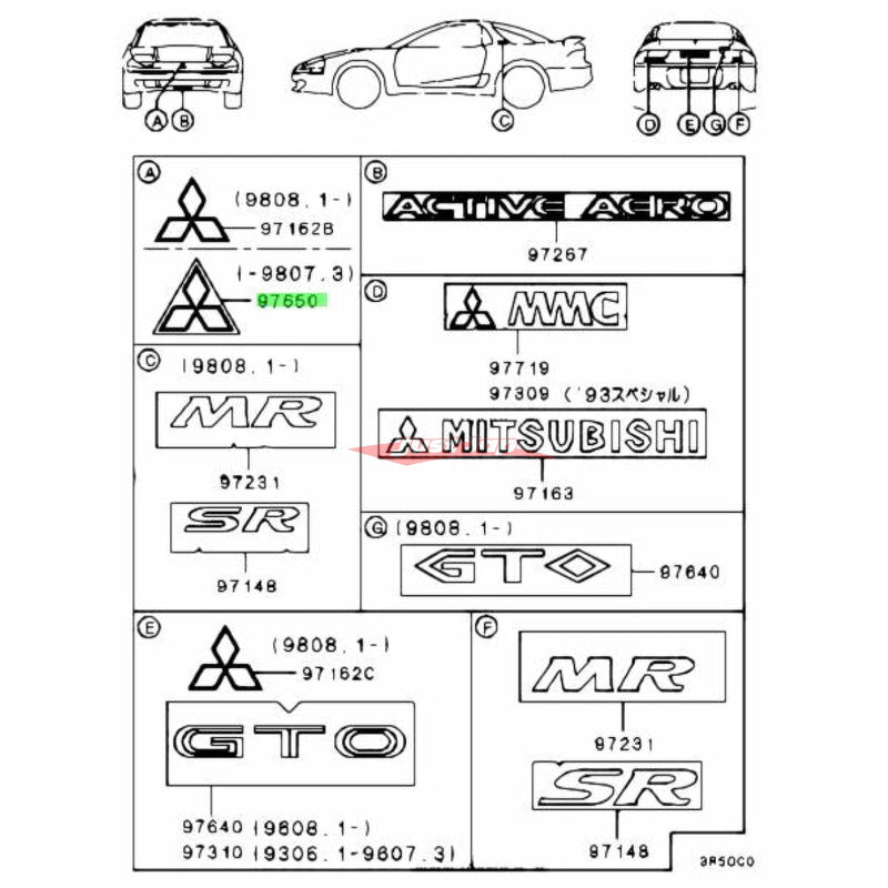 Genuine Mitsubishi Front Emblem Fits Mitsubishi Eclipse, GTO & Delica