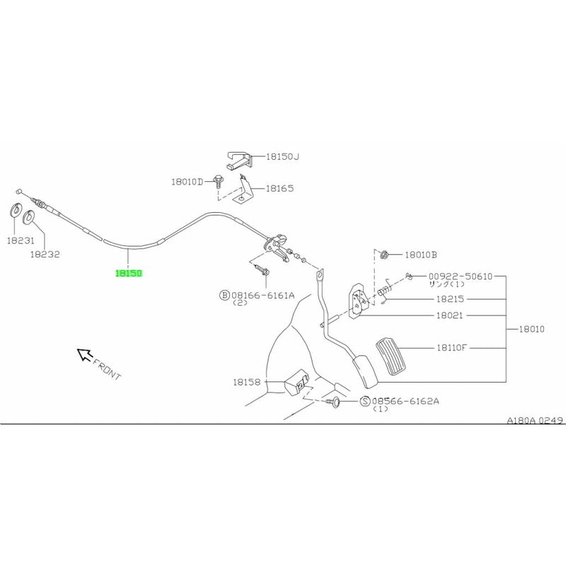 Genuine Nissan Accelerator Cable Fits Nissan R33 Skyline GTS/T, C34 Laurel & C34 Stagea RB25DE/T