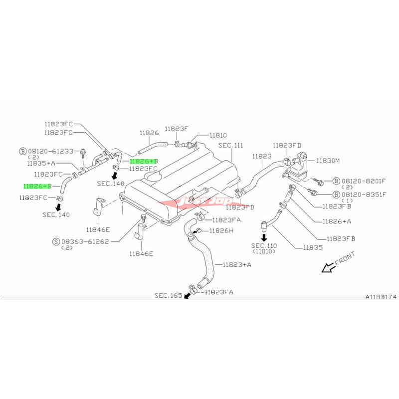 Genuine Nissan Air Breather Blow By Hose Fits Nissan S13 Silvia & 180SX (SR20DE/T)