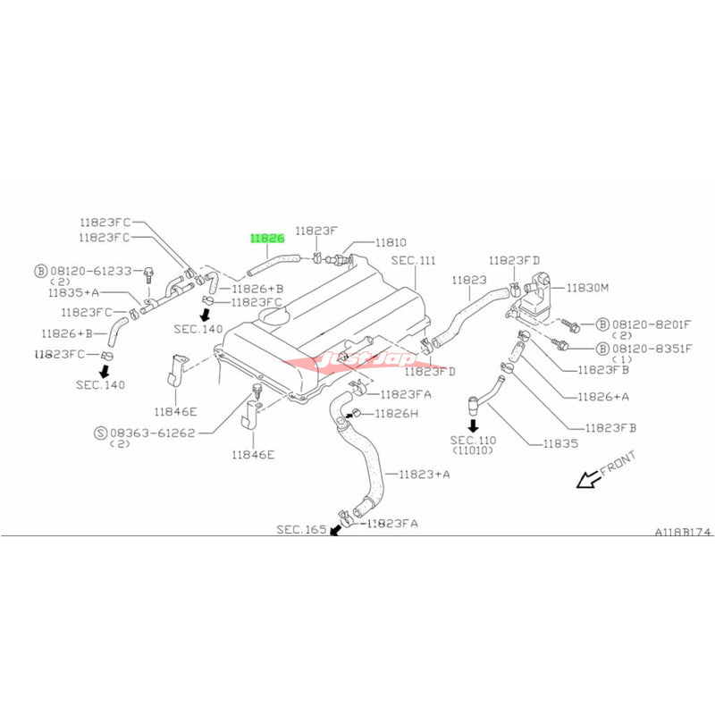 Genuine Nissan Air Breather PCV Hose Fits Nissan S13 Silvia & 180SX (SR20DE/T)