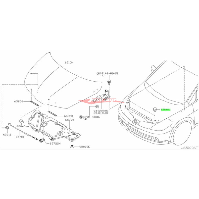 Genuine Nissan Bonnet Bump Stop Adjuster Rubber Fits Nissan V35 Skyline & M35 Stagea