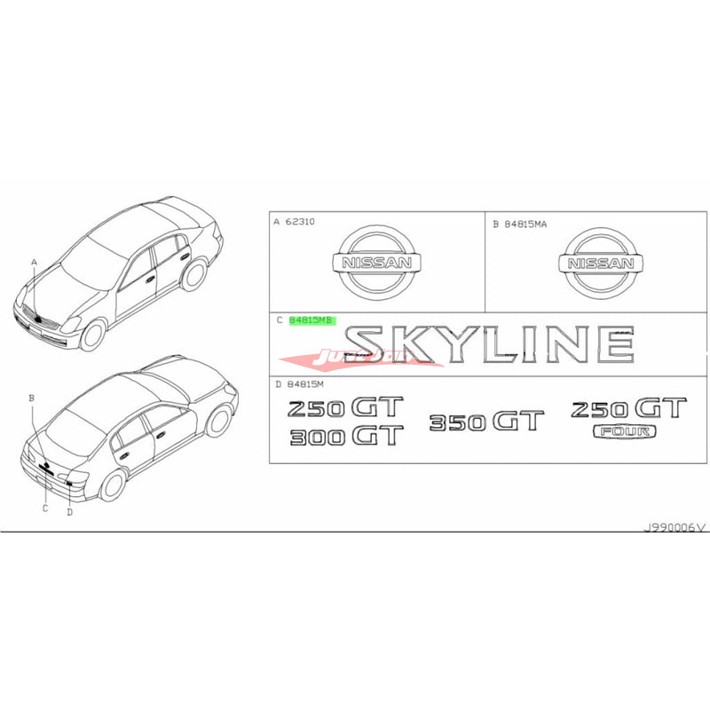 Genuine Nissan Boot lid Emblem "SKYLINE" Fits Nissan V35 Skyline Sedan 01-03