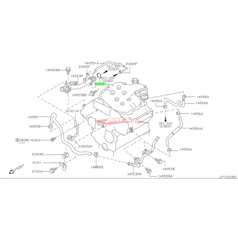 Genuine Nissan Centre Coolant Bypass O-Ring Seal Fits Nissan VQ25/VQ35/VQ37 & VR38DETT