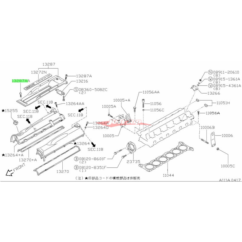Genuine Nissan Coil Ornament Cover Front Bolt (Long) Fits Nissan R32/R33/R34 GTR & C34 Stagea 260RS (RB26DETT)