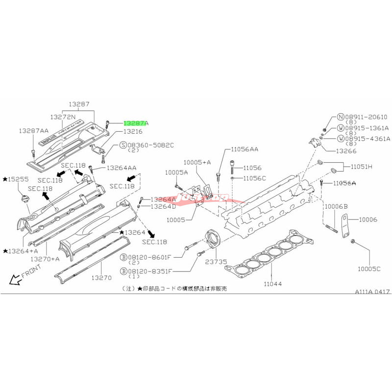 Genuine Nissan Coil Ornament Cover Rear Bolt (Short) Fits Nissan R32/R33/R34 GTR & C34 Stagea 260RS (RB26DETT)