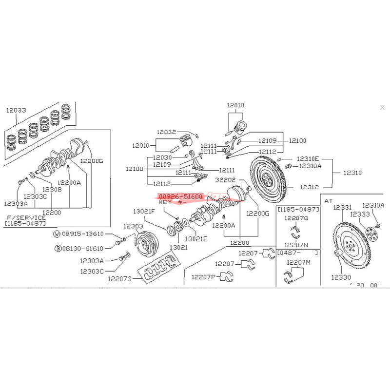 Genuine Nissan Crankshaft Woodruff Key Fits Nissan FJ/L20/RB/SR/VG/VQ/VR/YD/Z20/ZD