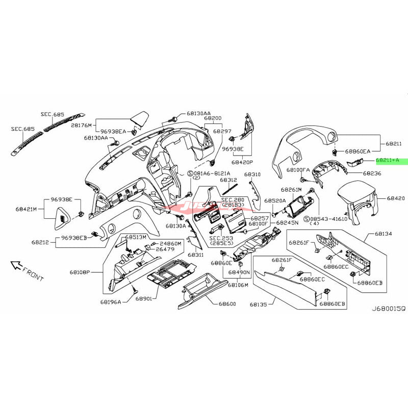 Genuine Nissan Electric Mirror Switch Control Surround Finisher Panel Fits Nissan R35 GTR DBA (11-16)