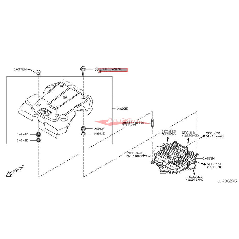 Genuine Nissan Engine Cover / Head Light / Radiator & Washer Tank Bolt Fits Nissan V35/V36 Skyline, J50 Crossover, R35 GTR & Z33/Z340 370Z (Check Compatibility)