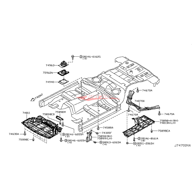 Genuine Nissan Engine Undertray Cover Bolt Fits Nissan R35 GTR, V36 Skyline & Z34 370Z
