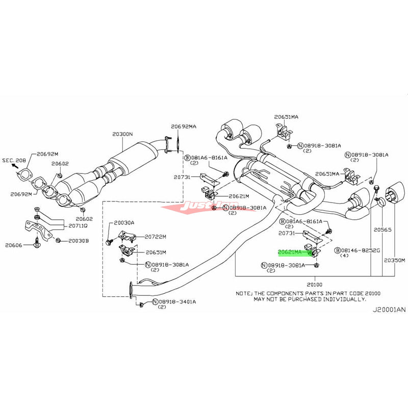 Genuine Nissan Exhaust Mounting Rubber Fits Nissan R35 GT-R (10-23)