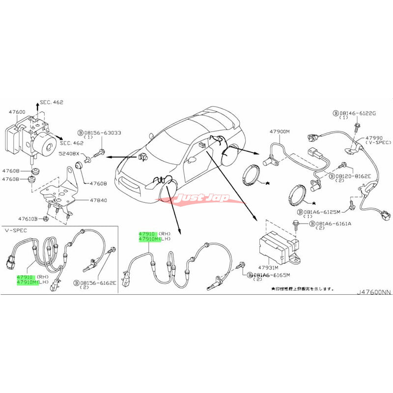 Genuine Nissan Front ABS Anti Skid Sensor Fits Nissan R35 GTR