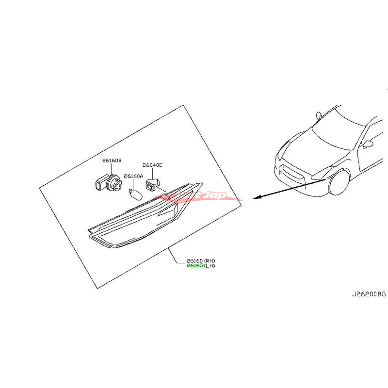 Genuine Nissan Front Bar / Gaurd Side Indicator Lamp L/H (Amber) Fits Nissan R35 GTR (USDM)