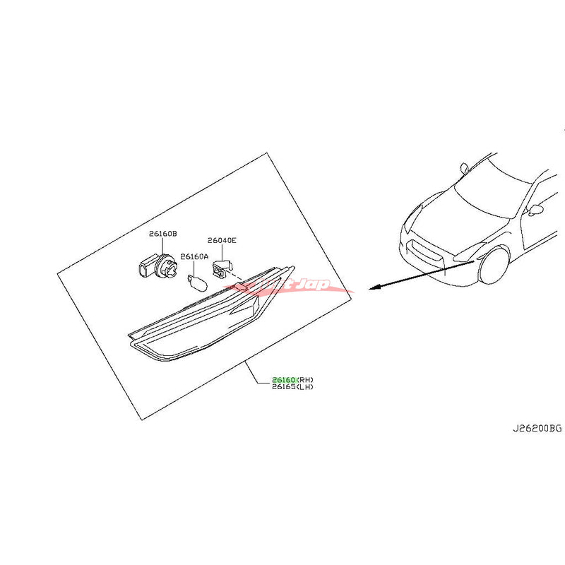 Genuine Nissan Front Bar / Gaurd Side Indicator Lamp R/H (Amber) Fits Nissan R35 GTR (USDM)