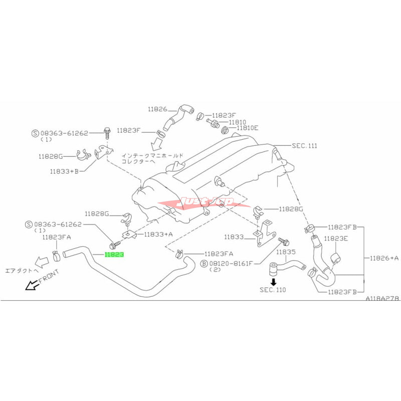 Genuine Nissan Front Blow By Hose (A) Fits Nissan Silvia S14/S15 & 200SX