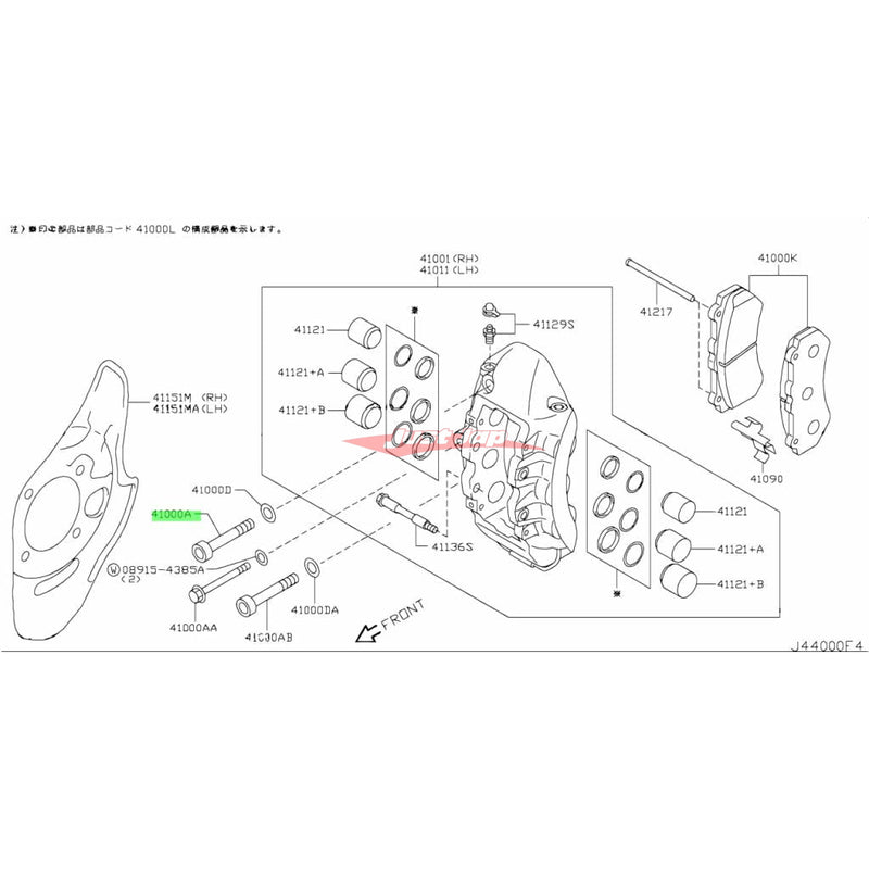 Genuine Nissan Front Brake Caliper Mounting Bolt (Upper) Fits Nissan R35 GTR