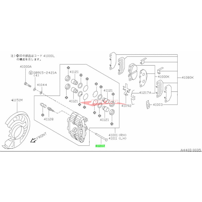 Genuine Nissan Front Brake Caliper Pin Fits Nissan R33/R34 Skyline, S14/S15 Silvia ,200SX & Z32 300ZX (Sumitomo 4 Pot)