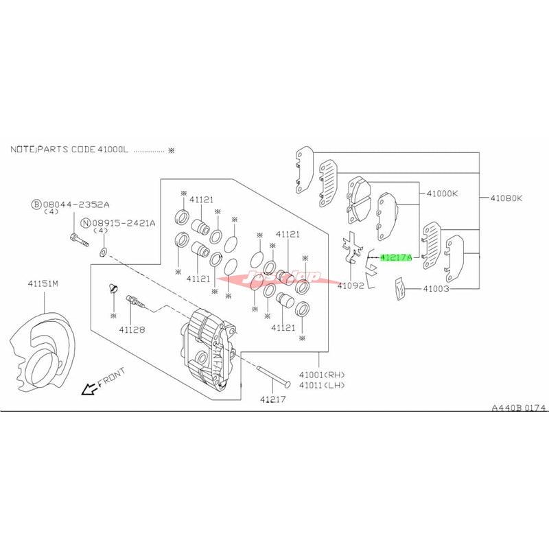 Genuine Nissan Front Brake Pin Clip (Sumitomo 4 Pot) Fits Nissan S14/S15 Silvia, 200SX & Z32 300ZX (10/1994-)