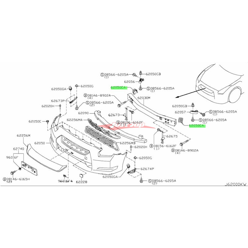 Genuine Nissan Front Bumper Bar Reinforcement Clip Fits Nissan R35 GTR 2007-