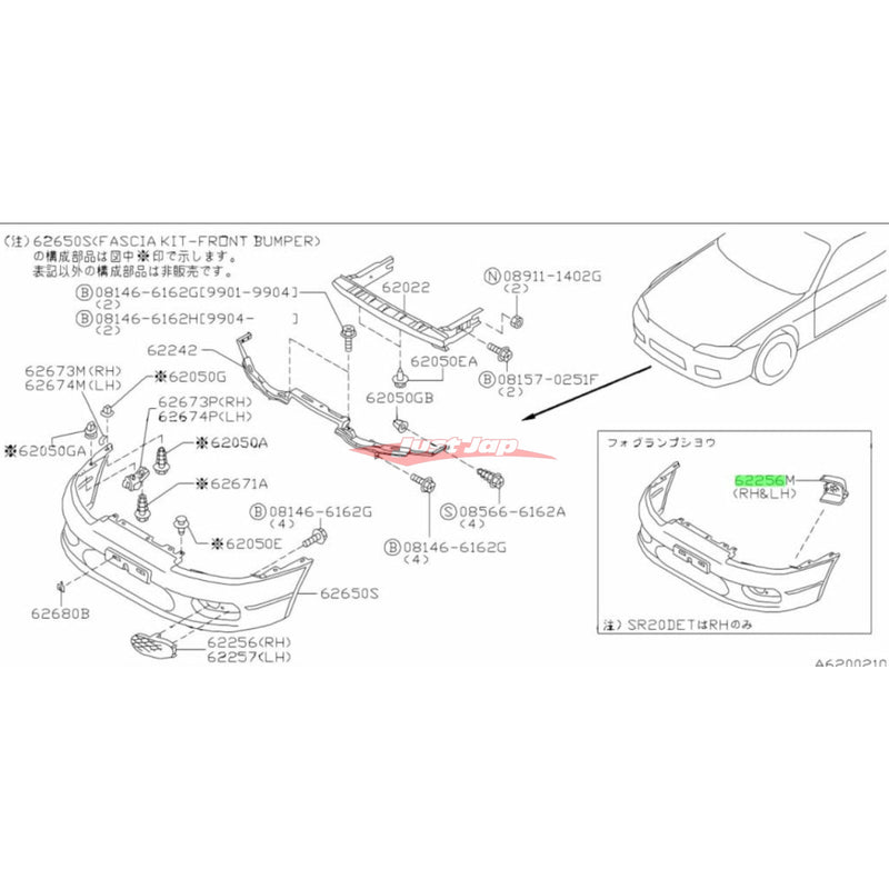 Genuine Nissan Front Bumper Cover W/Fog Lights Fits Nissan Silvia S15 & 200SX