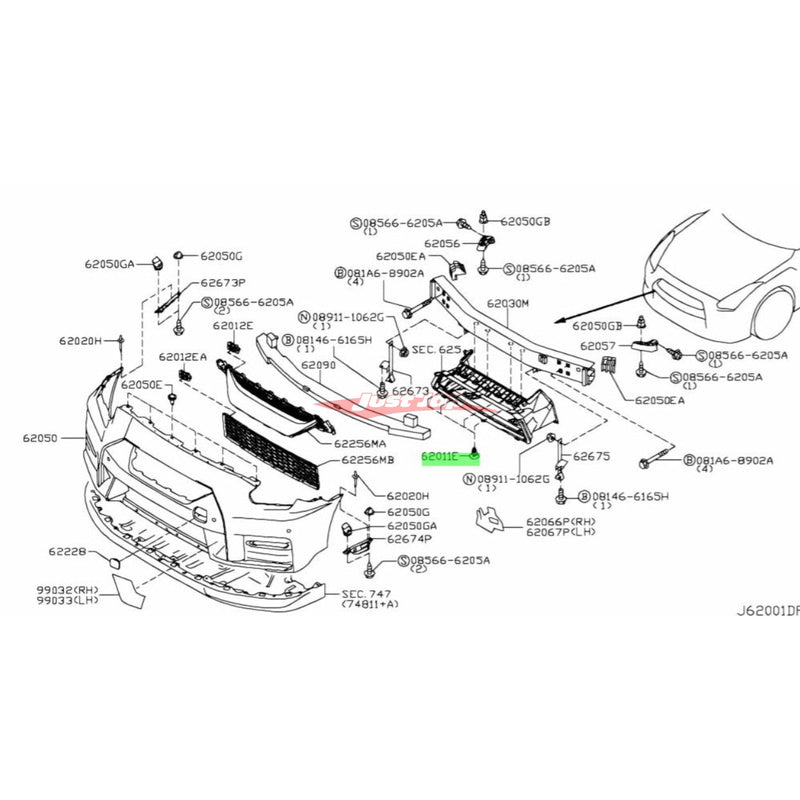 Genuine Nissan Front Bumper Lower Air Intake Duct Clip Fits Nissan R35 GTR DBA 11-16 - Unclassified