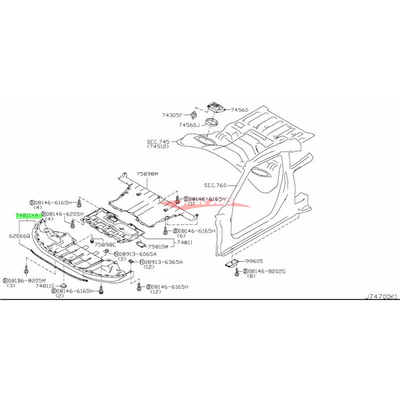 Genuine Nissan Front Bumper Lower Air Spoiler & Under Cover Diffuser Fits Nissan R35 GTR CBA 07-10