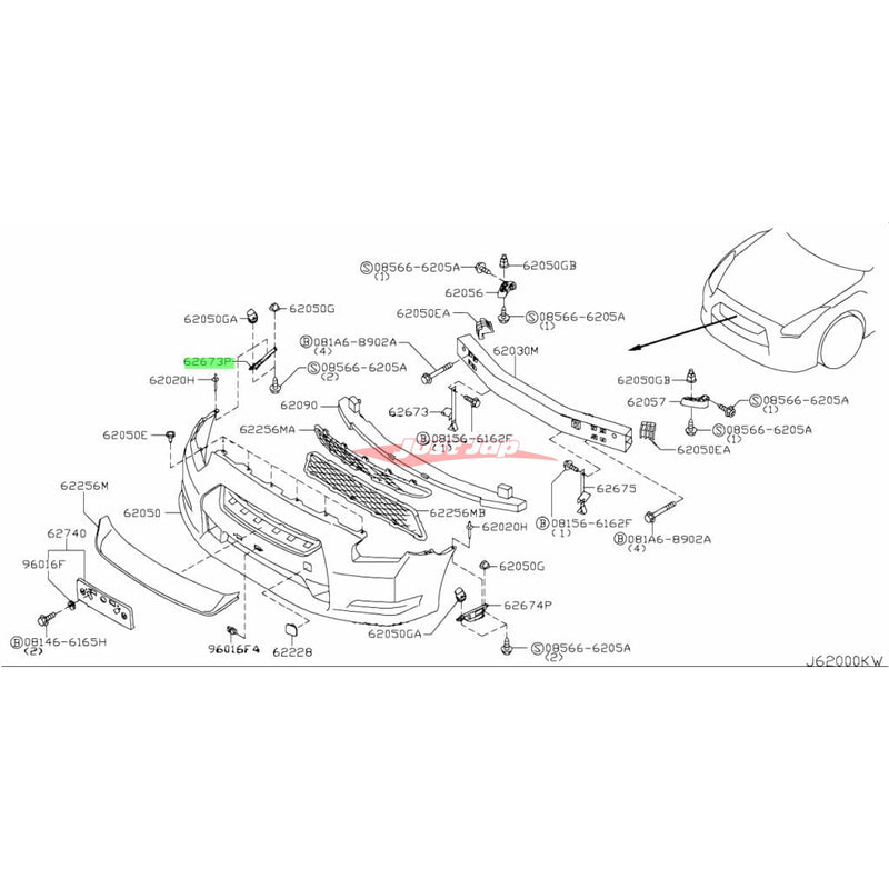 Genuine Nissan Front Bumper Upper Side Indicator Support Bracket (RH) Fits Nissan R35 GTR CBA (-10/2010)