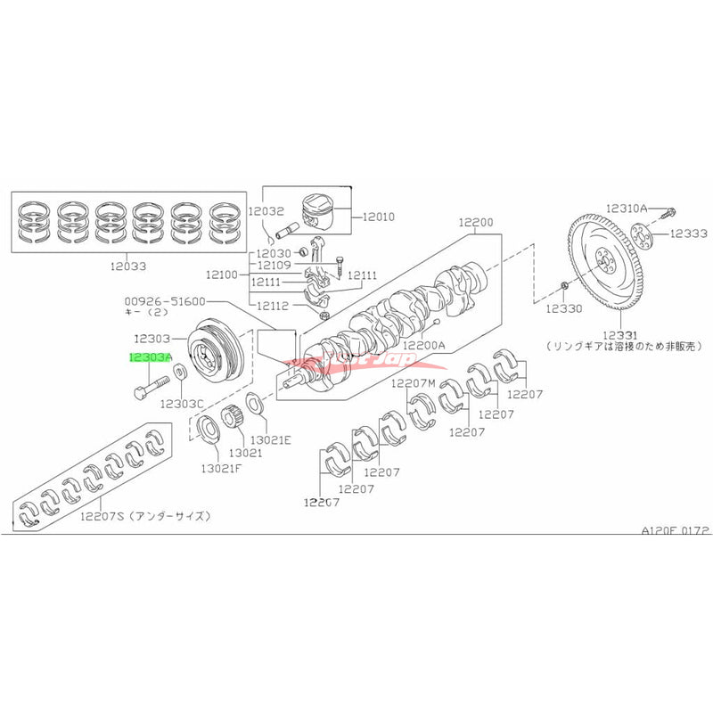 Genuine Nissan Front Crankshaft Bolt Fits Nissan RB20/RB25 Engines