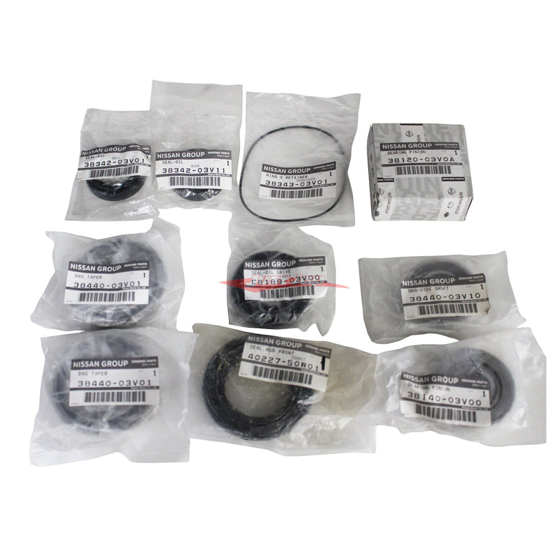 Genuine Nissan Front Differential Bearing & Oil Seal Rebuild Kit (F160) Fits Nissan R32/R33/R34 Skyline & C34 Stagea (4WD)