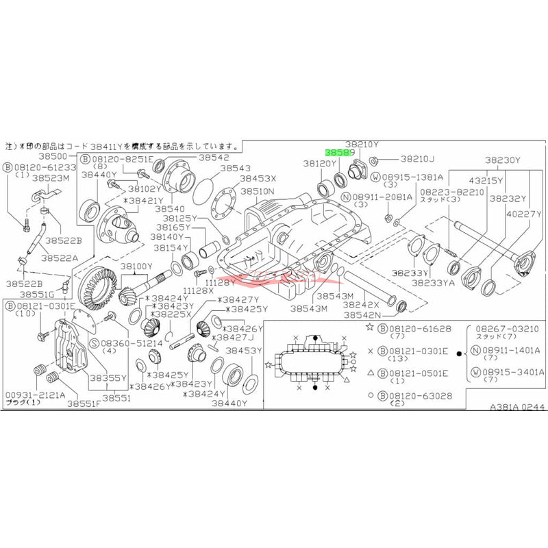Genuine Nissan Front Differential Pinion Shaft Seal Fits Nissan A31/R32/R33/R34/C34 (4WD)