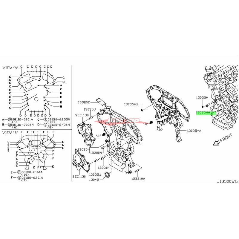 Genuine Nissan Front Engine Cover Oil O Ring Seal Fits Nissan R35 GTR, V35/V36 Skyline, 350Z, 370Z, Elgrand, M35 Stagea & J50 Crossover (VQ & VR38)