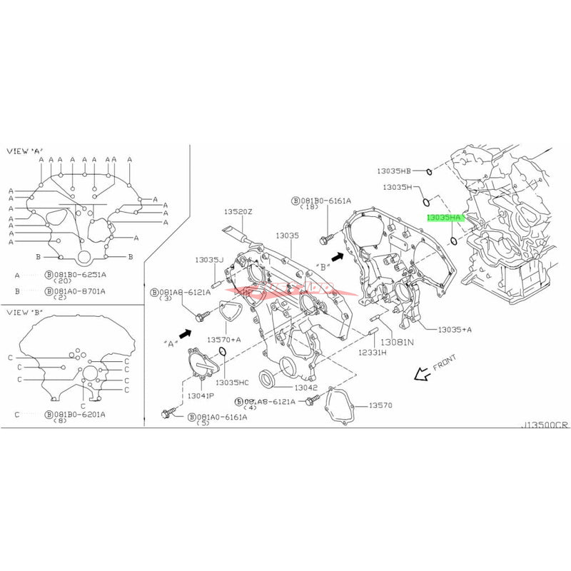 Genuine Nissan Front Engine Cover Oil O Ring Seal Fits Nissan R35 GTR, V35/V36 Skyline, 350Z, 370Z, Elgrand, M35 Stagea & J50 Crossover (VQ & VR38)