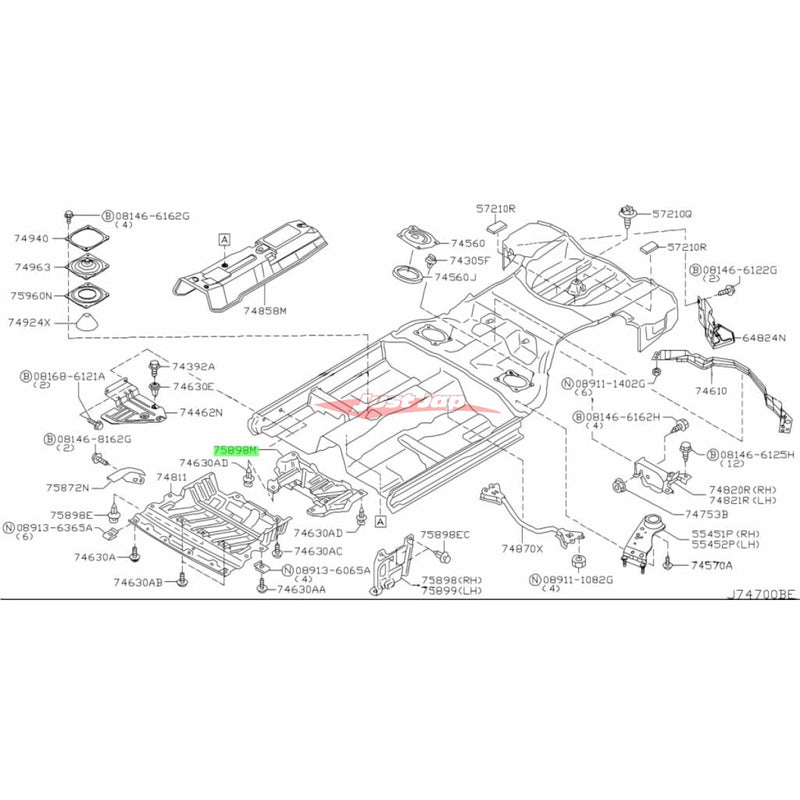 Genuine Nissan Front Engine Under Cover (Rear Section) Fits Nissan V35 Skyline & M35 Stagea (2WD)