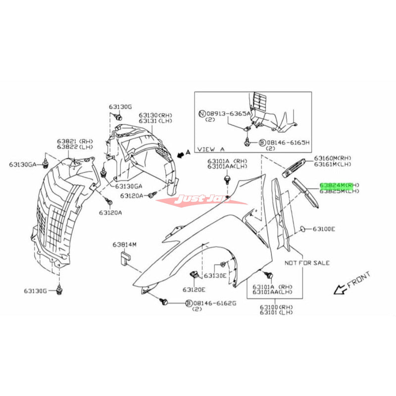 Genuine Nissan Front Fender Duct R/H Fits Nissan R35 GT-R