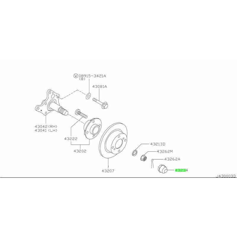 Genuine Nissan Front Hub Nut Cover Fits Nissan Silvia S13/180SX & Laurel C33 & Cefiro A31