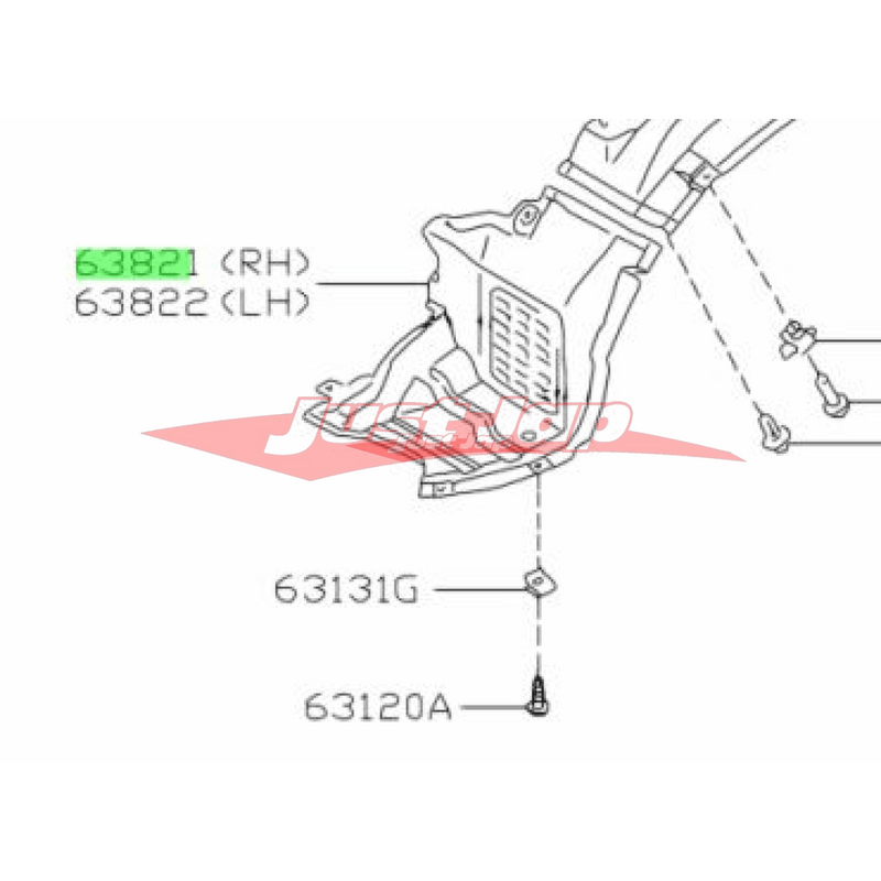 Genuine Nissan Front Inner R/H Guard Liner Front Section Fits Nissan Skyline R33 GTS/T SER. I (93-95)