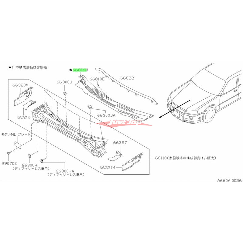 Genuine Nissan Front Lower Windscreen Cover Wiper Plenum Cowling Fits Nissan R34 Skyline