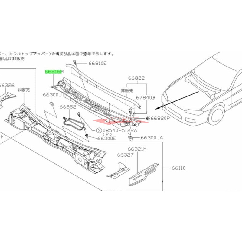Genuine Nissan Front Lower Windscreen Cover Wiper Plenum Cowling Fits Nissan S15 Silvia & 200SX
