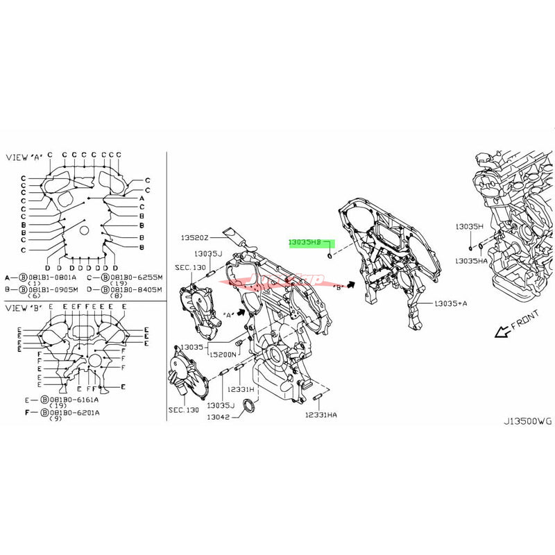 Genuine Nissan Front Timing Cover / Oil Gallery Cover O-Ring Fits Nissan V36 Skyline, Z33 350Z, Z34 370Z & R35 GTR (VQ35HR/VQ37HR/VR38DETT)