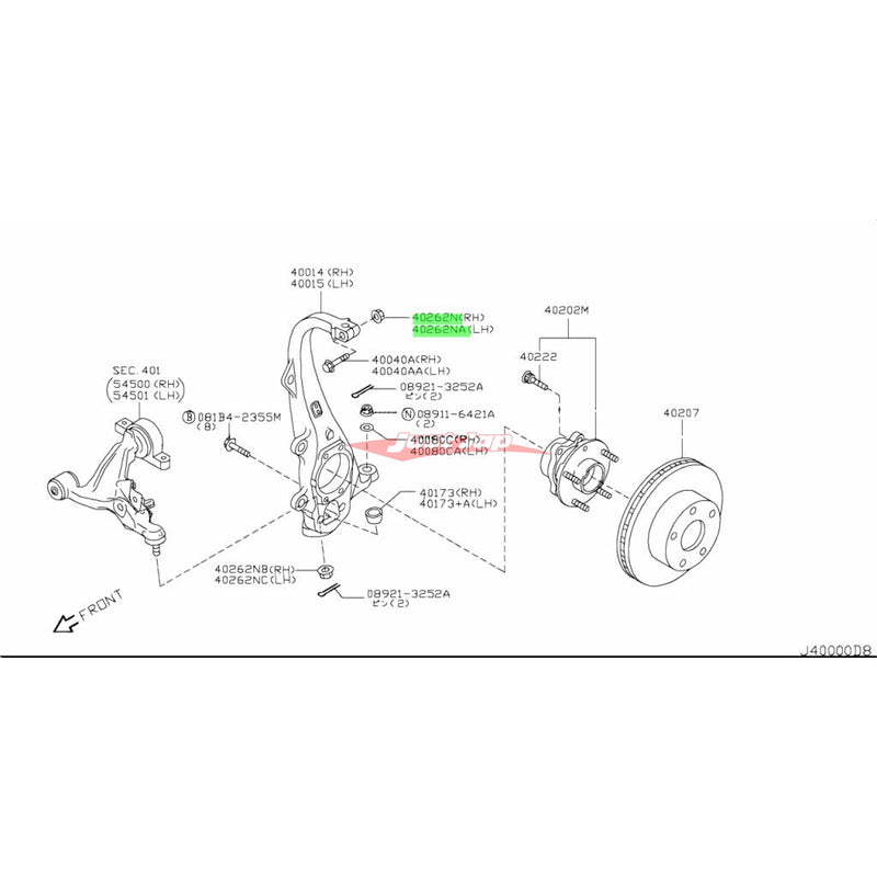 Genuine Nissan Front Upper Hub Knuckle Spindle Ball Joint Nut Fits Infiniti J50 EX25/EX35/EX37, S51 FX35/FX37/FX50, V36 Q40/Q60, V37 Q50/Q60, Nissan J50 Crossover, R35 GTR, V36 Skyline, Y50 Fuga & Z34 370Z