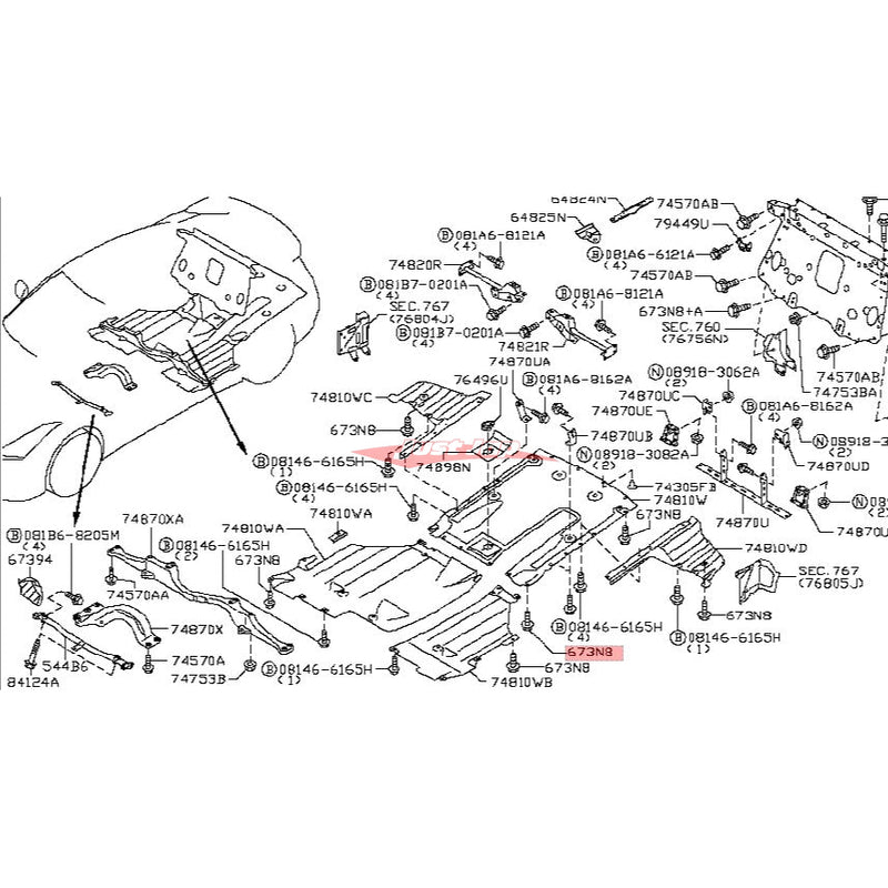 Genuine Nissan Front Upper Inner Skirt Hood Ledge Bolt Fits Nissan R35 GTR