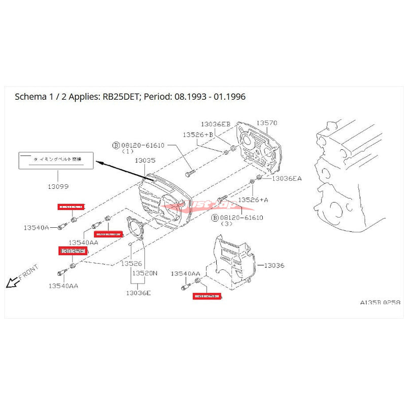 Genuine Nissan Front Upper & Lower Timing Cover Bolt Washer Seal Fits Nissan RB20/RB25/RB26/RB30