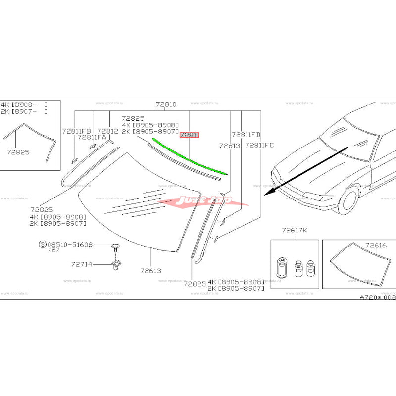 Genuine Nissan Front Upper Windscreen Moulding Fits Nissan R32 Skyline (2 Door)