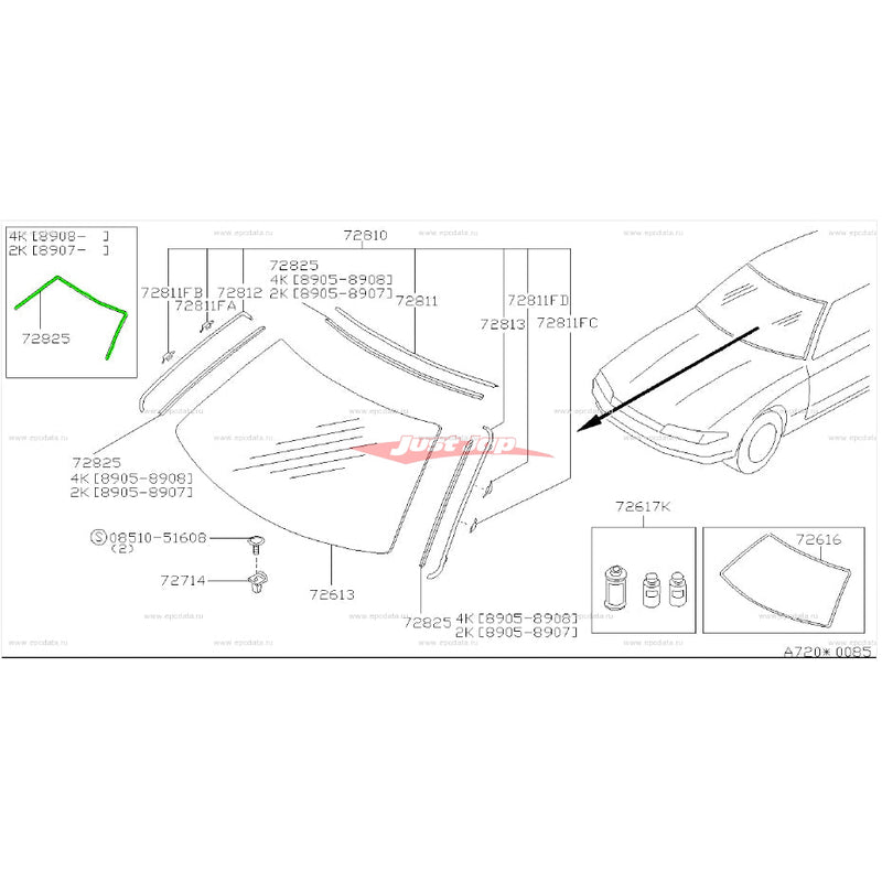 Genuine Nissan Front Windscreen Mould Fastener Fits Nissan R32 Skyline (Coupe)