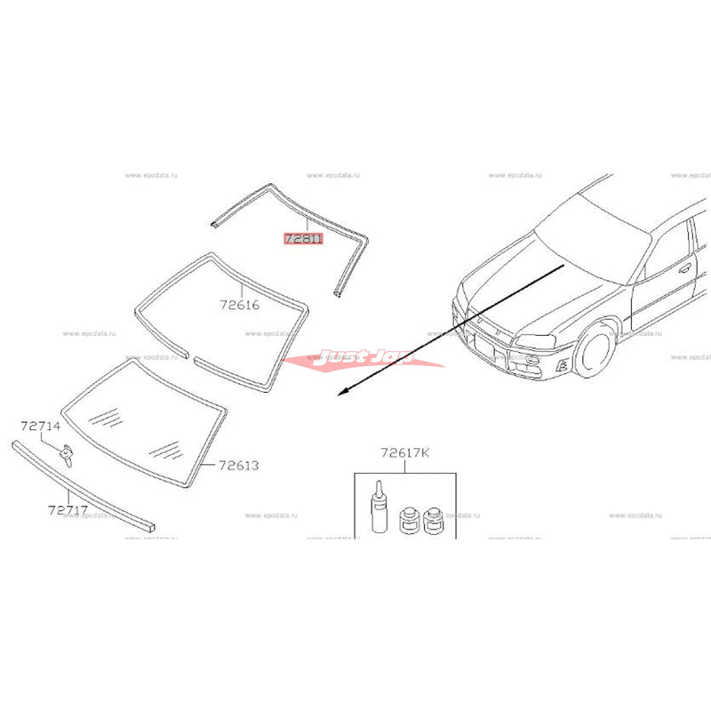 Genuine Nissan Front Windscreen Moulding Upper Centre Fits Nissan R34 Skyline (Sedan)