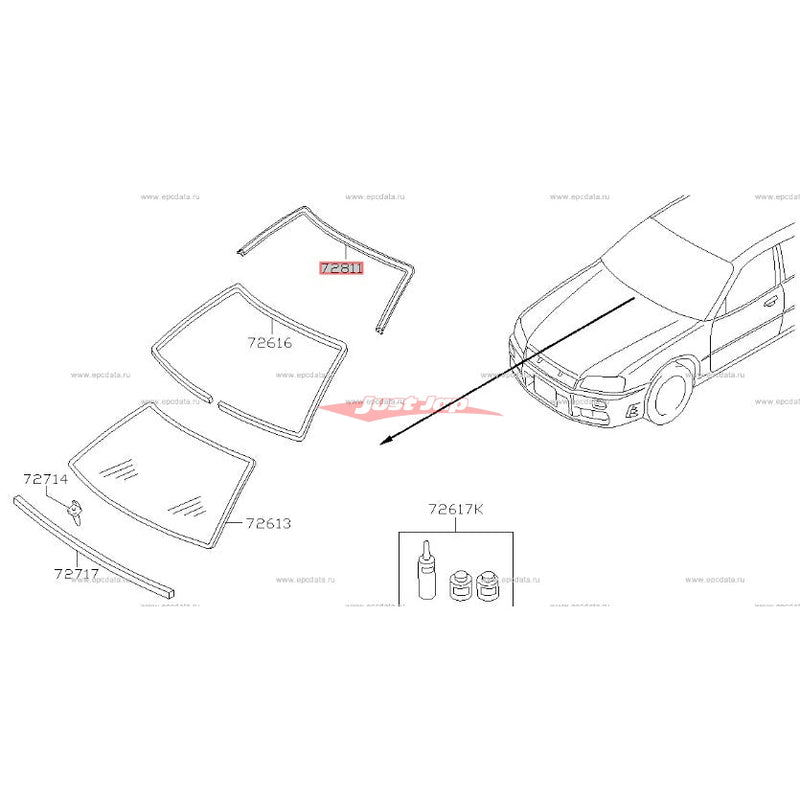Genuine Nissan Front Windscreen Moulding Upper Centre Fits Nissan R34 Skyline (Sedan)