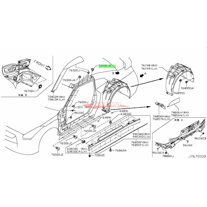 Genuine Nissan Front Windscreen Pillar Trim / Roof Turret Moulding Clip Grommet Fits Nissan R35 GTR